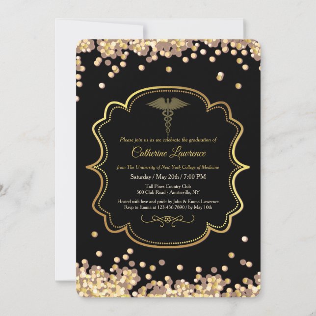Invitation Confetti Médicale Graduation (Devant)