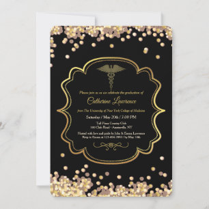 Invitation Confetti Médicale Graduation