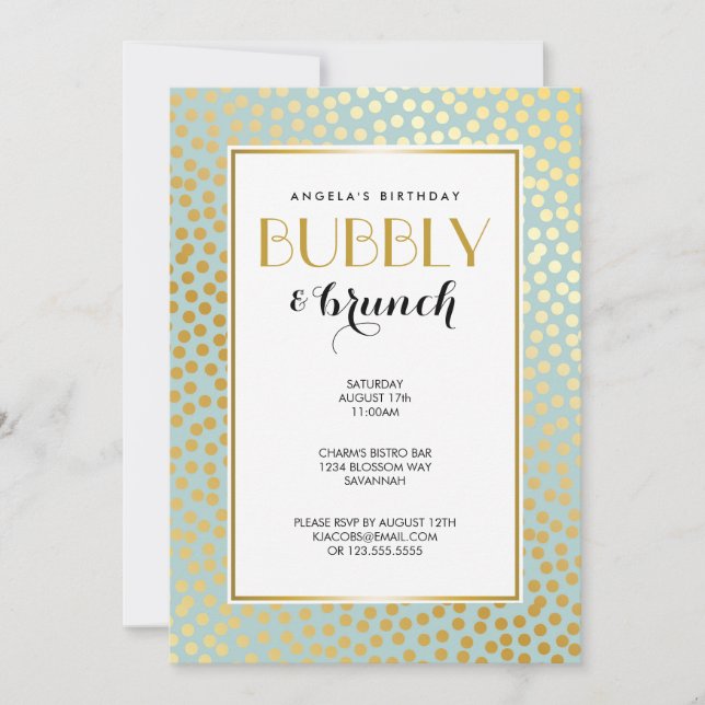 Invitation Confetti moderne Pois Monnaie et or Motif (Devant)