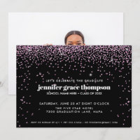 Confetti Pink and BLACK Photo Graduation Party