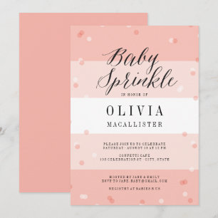 Invitation Confetti Pink Stripes Fille Bébé Sprinkl Invitatio
