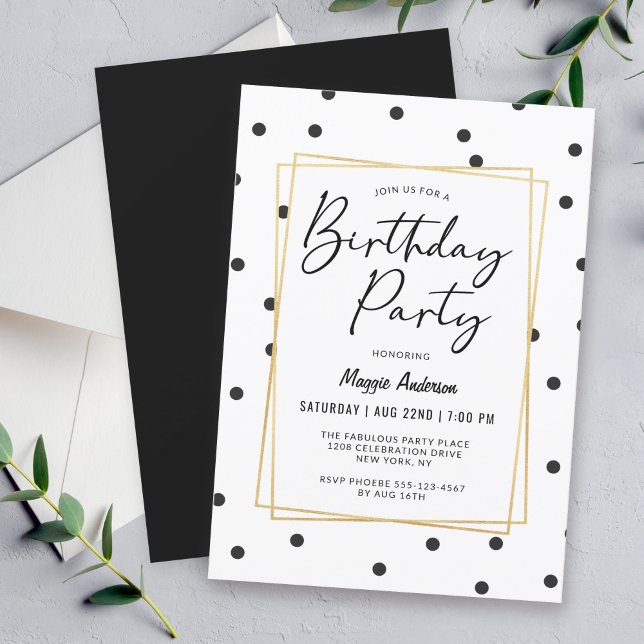 Invitation Confetti Pois tendance fête d'anniversaire (Available In both printed and instant download digital formats.)