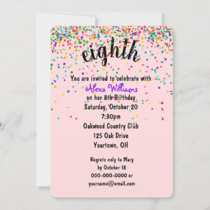 Invitation Confetti pour la fête du 8e anniversair
