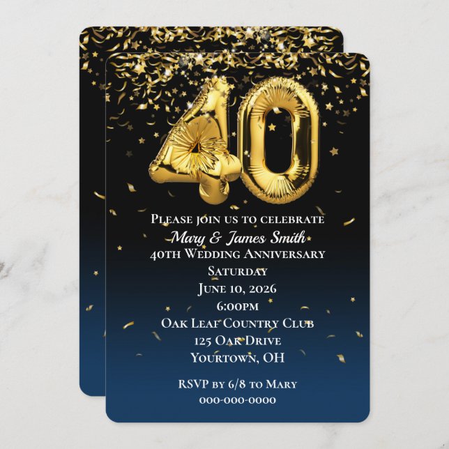 Invitation Confetti pour les ballons d'or du 40e a (Devant / Derrière)