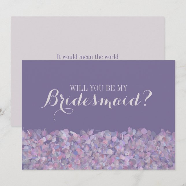Invitation Confetti pourpre Serez-Vous Ma Porte-Mère (Devant / Derrière)