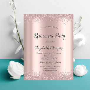 Invitation Confetti Rose Gold Élégant Brillants pour la Retra