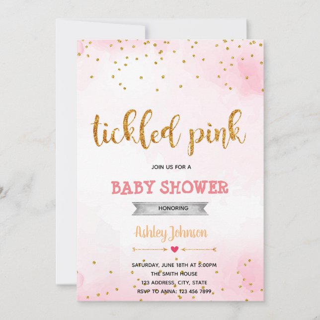 Invitation confetti rose qui chatouille (Devant)