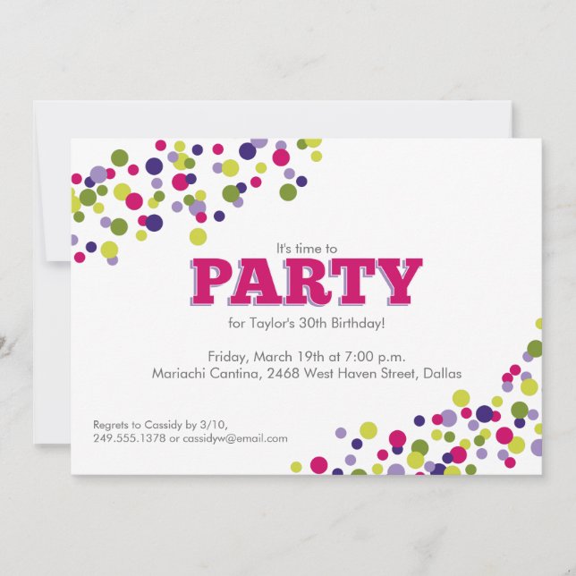 Invitation Confetti Sprinkle Party en violet (Devant)