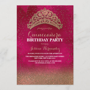 Invitation Confetti Tiara en or rose Parties scintillant de l
