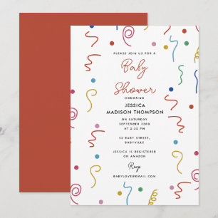 Invitation Confettis de fête colorés Baby Shower