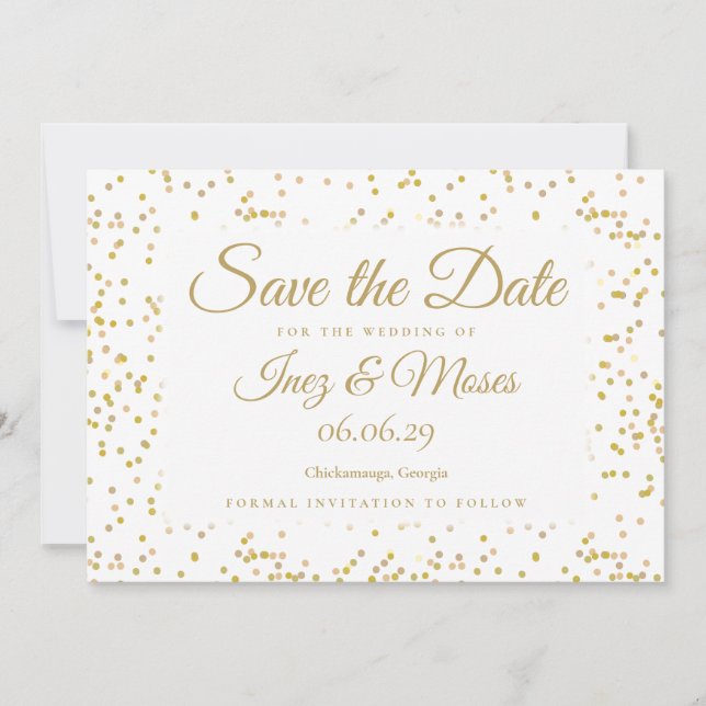 Invitation Confettis de poussière d'or Save the Date (Devant)