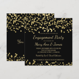 Invitation Confettis de regard de feuille d'or de partie de
