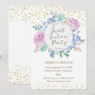 Invitation Confettis d'or de faux de succulents d'invitation