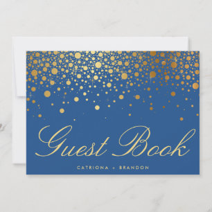Invitation Confettis en feuille d'or faux, panneau de livre d