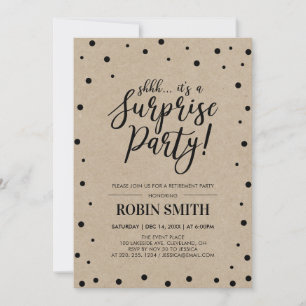Invitation Confettis noirs & Surprise kraft Soirée de Retrait