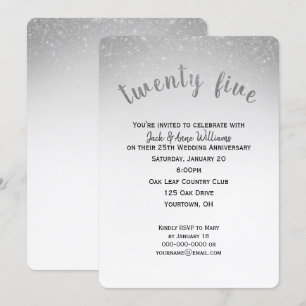 Invitation confettis pailletés 25e anniversaire de mariage