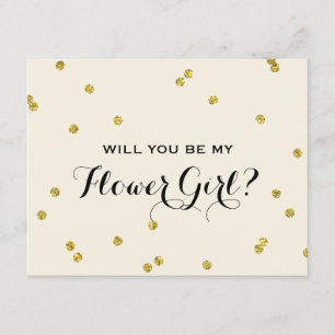 Invitation Confettis Pailletés Or Fille Fleur