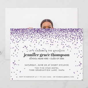Invitation Confettis Pailletés Violet Blanc Photo Fête de Dip