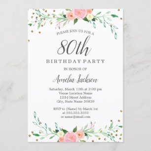 Invitation Confettis Paillettes Florales Douces Fête d'annive