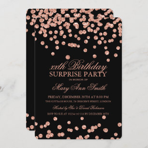 Invitation Confettis roses de parties scintillantes d'or de