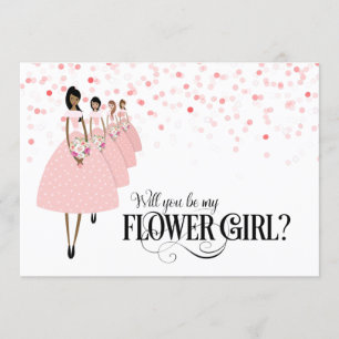 Invitation Confettis roses Seras-tu ma demoiselle d'honneur E