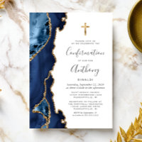 Confirmation Agate Géode Bleu Paillettes Or