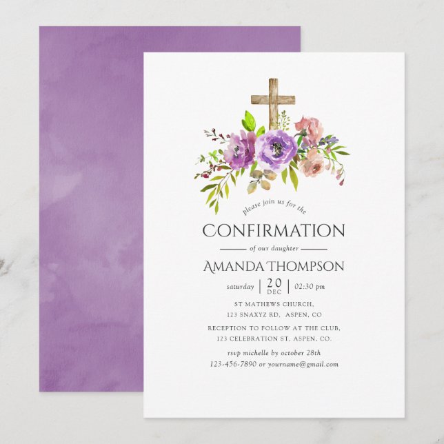 Invitation Confirmation aquarelle florale de printemps (Devant / Derrière)