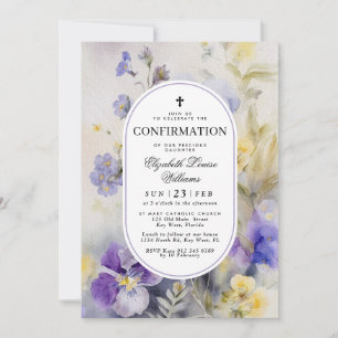 Invitation Confirmation aquarelle rustique violet et jaune