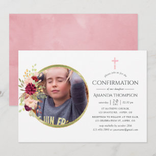 Invitation Confirmation Bourgogne-Marsala et Blush