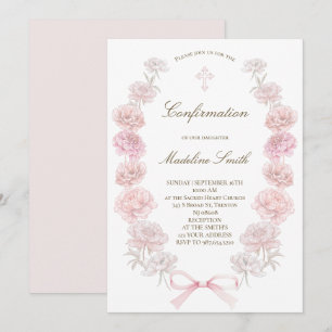 Invitation Confirmation cadre de pivoines délicates