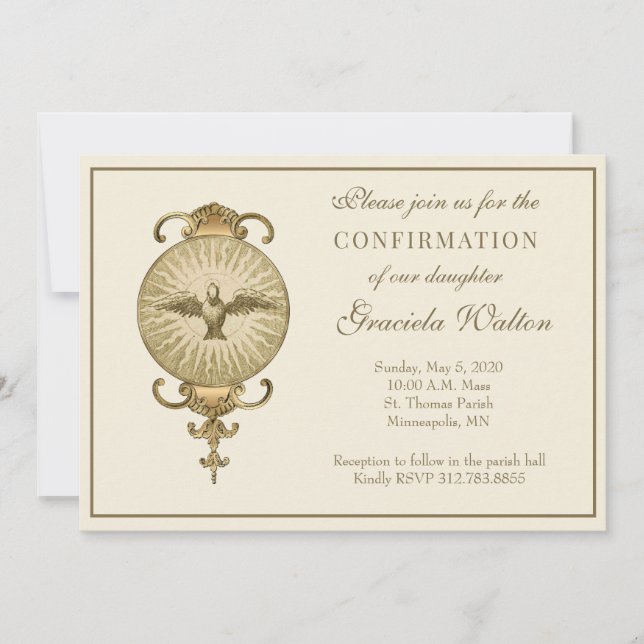 Invitation Confirmation catholique Écriture du Saint-Esprit (Devant)