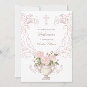 Invitation Confirmation de Cadre de Roses Délicates