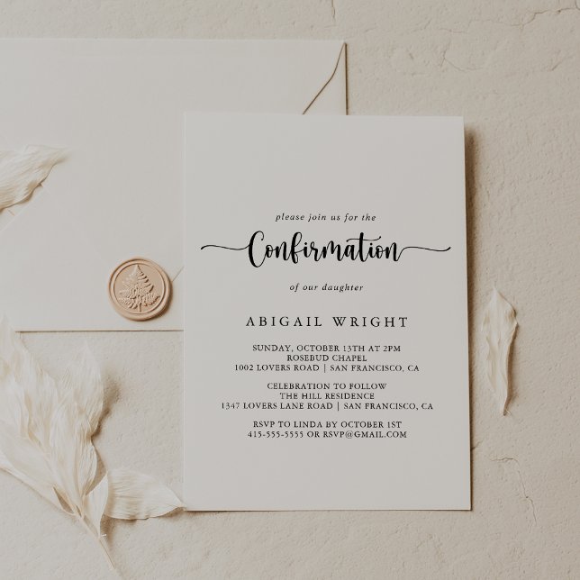 Invitation Confirmation de calligraphie minimaliste (Créateur téléchargé)