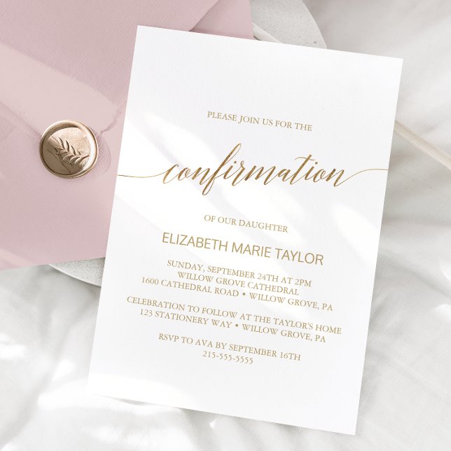 Invitation Confirmation de calligraphie or élégant (Créateur téléchargé)
