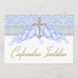 Invitation Confirmation de Croix Bleue et Or