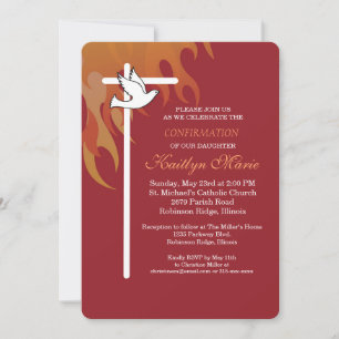 Invitation Confirmation de la colombe de la fille sur le roug