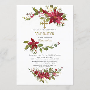 Invitation Confirmation de la Croix d'or de couronnes rouges 