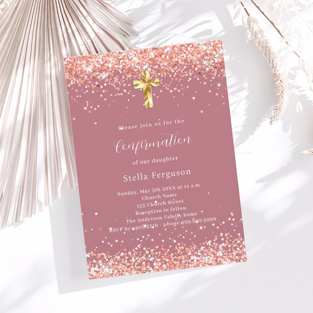 Invitation Confirmation de la croix d'or rose (Créateur téléchargé)