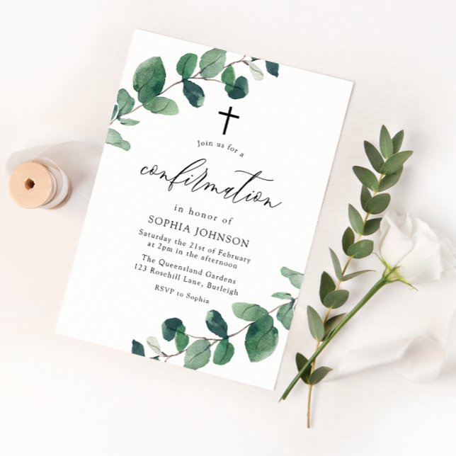 Invitation Confirmation de la feuille verte aquarelle (Créateur téléchargé)