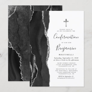 Invitation Confirmation de la Parties scintillant d'argent du