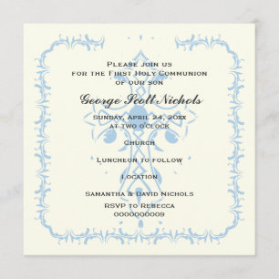 Invitation Confirmation de la première communion Croix Bleue