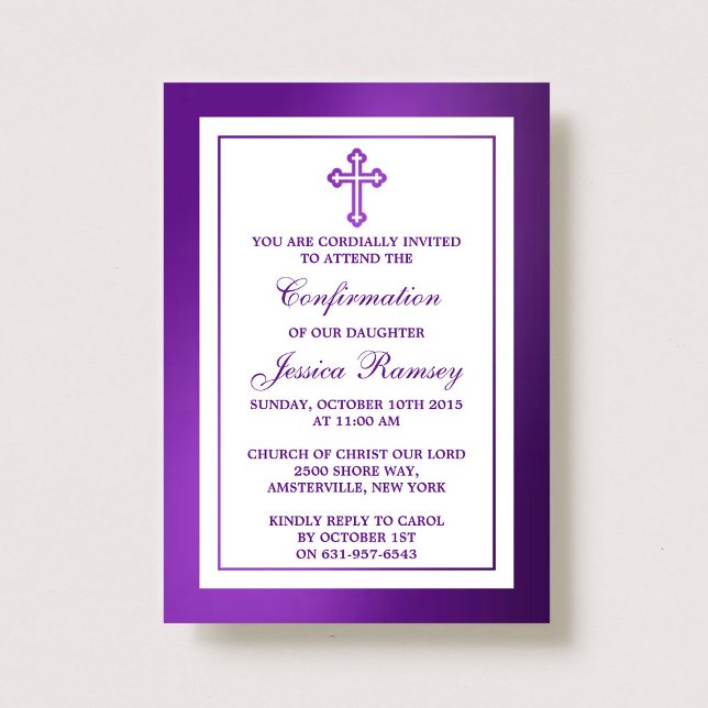 Invitation Confirmation de la sainte communion de violet méta (Créateur téléchargé)