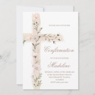 Invitation Confirmation de la Sainte Croix florale