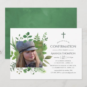 Invitation Confirmation de la verdure de la forêt d'aquarelle