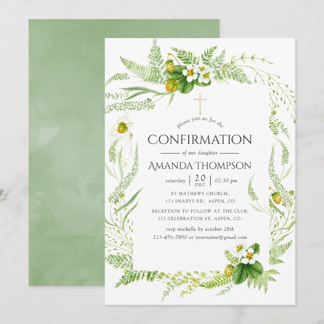 Invitation Confirmation de la verdure de l'aquarelle (Devant / Derrière)