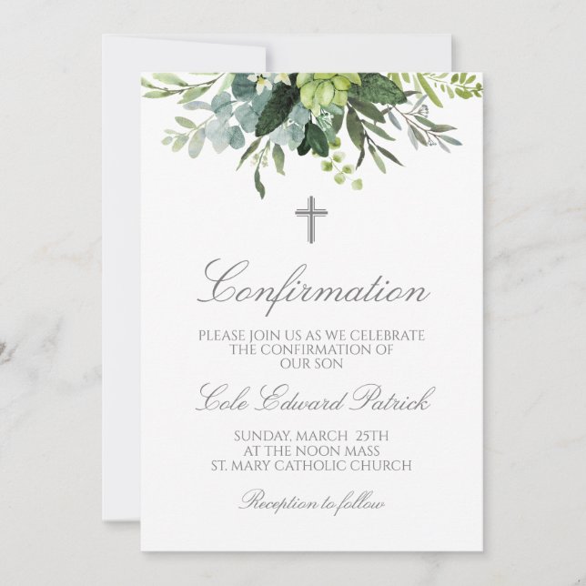 Invitation Confirmation de la verdure de l'aquarelle (Devant)