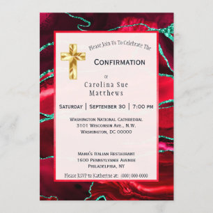 Invitation Confirmation de l'aquarelle Abstraite Red Agate