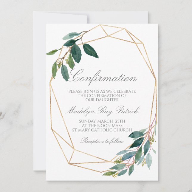 Invitation Confirmation de l'aquarelle verte (Devant)