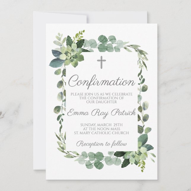 Invitation Confirmation de l'aquarelle verte (Devant)