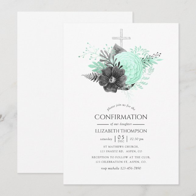 Invitation Confirmation de l'eau et du charbon de bois (Devant / Derrière)